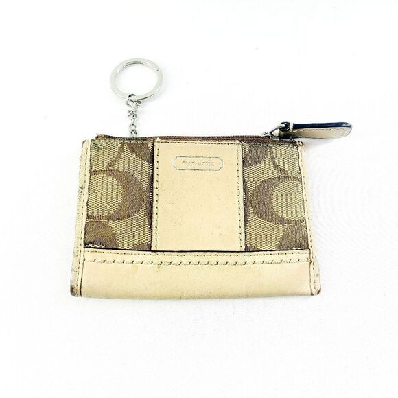 Coach Canvas Leather Coin Purse Wallet - Picture 1 of 5